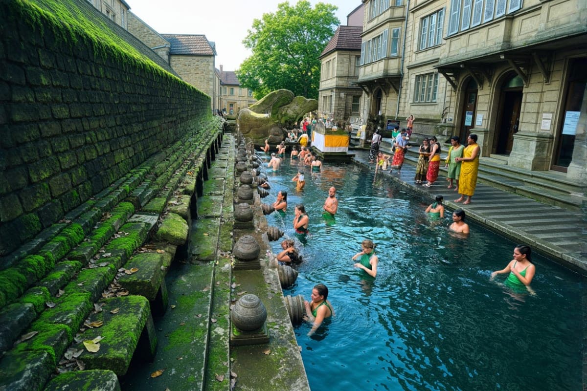 purification ritual in tirta empul holy water temple and ubud tour