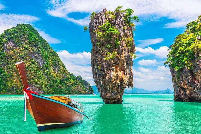 James Bond Island on Long Tail Boat